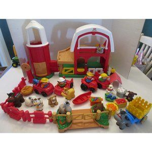 Fisher Price Little People Animal Friends Farm Barn Play Set & Vehicles 42 Piece